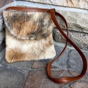 CALF Hair FUR Leather Crossbody Shoulder Bag BOHO Cowgirl